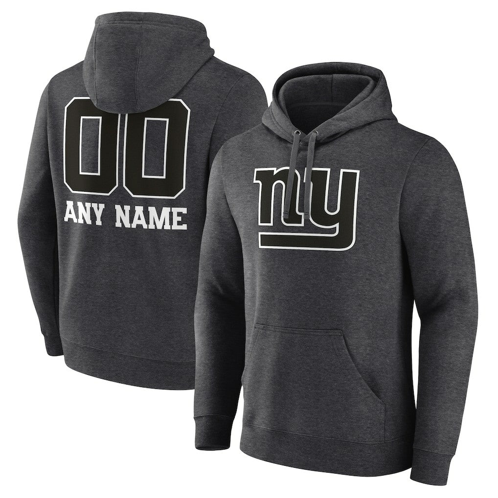 New York Giants Personalized Name & Number Monochrome Pullover Hoodie Charcoal - NFL