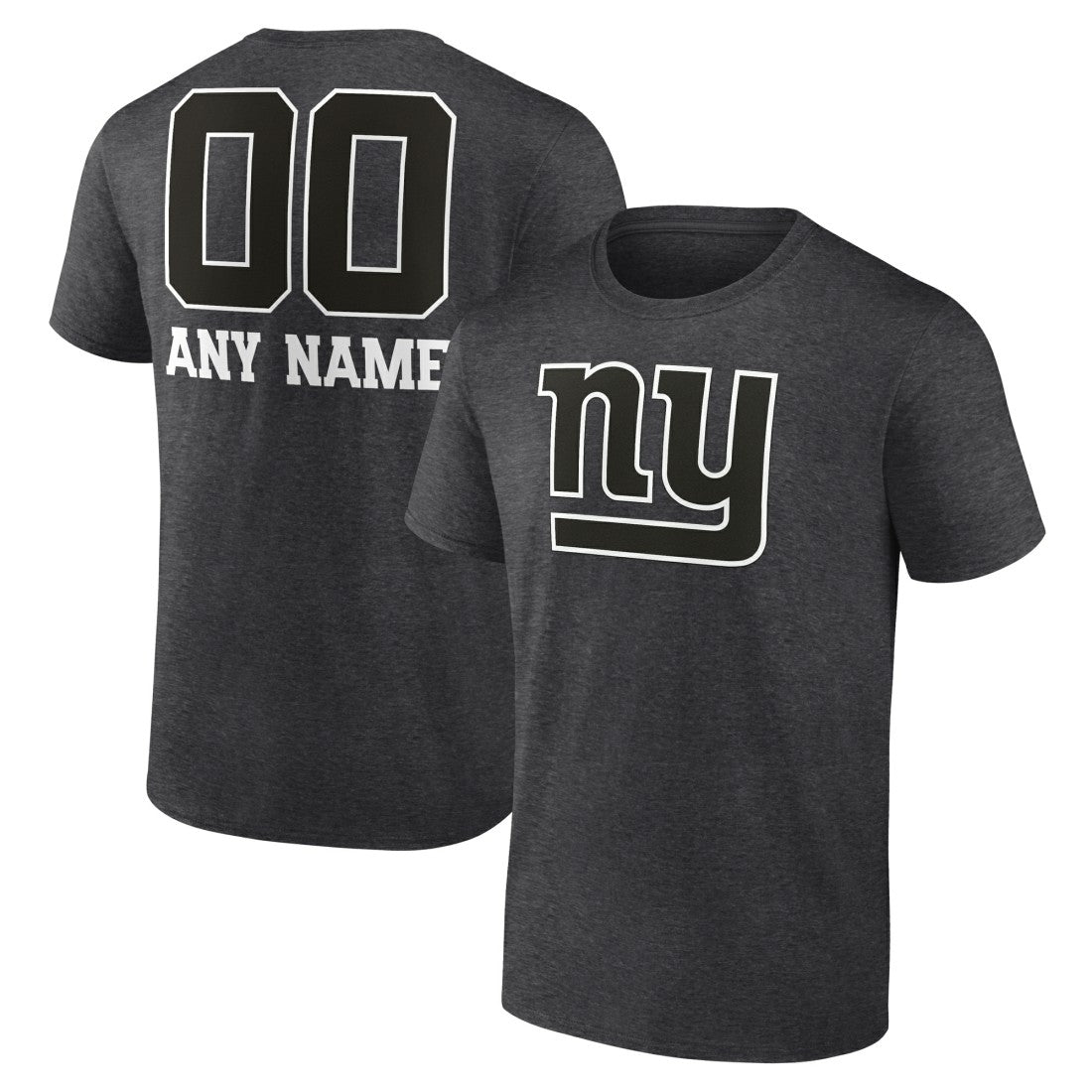 New York Giants Personalized Name & Number Monochrome T-Shirt Charcoal - NFL