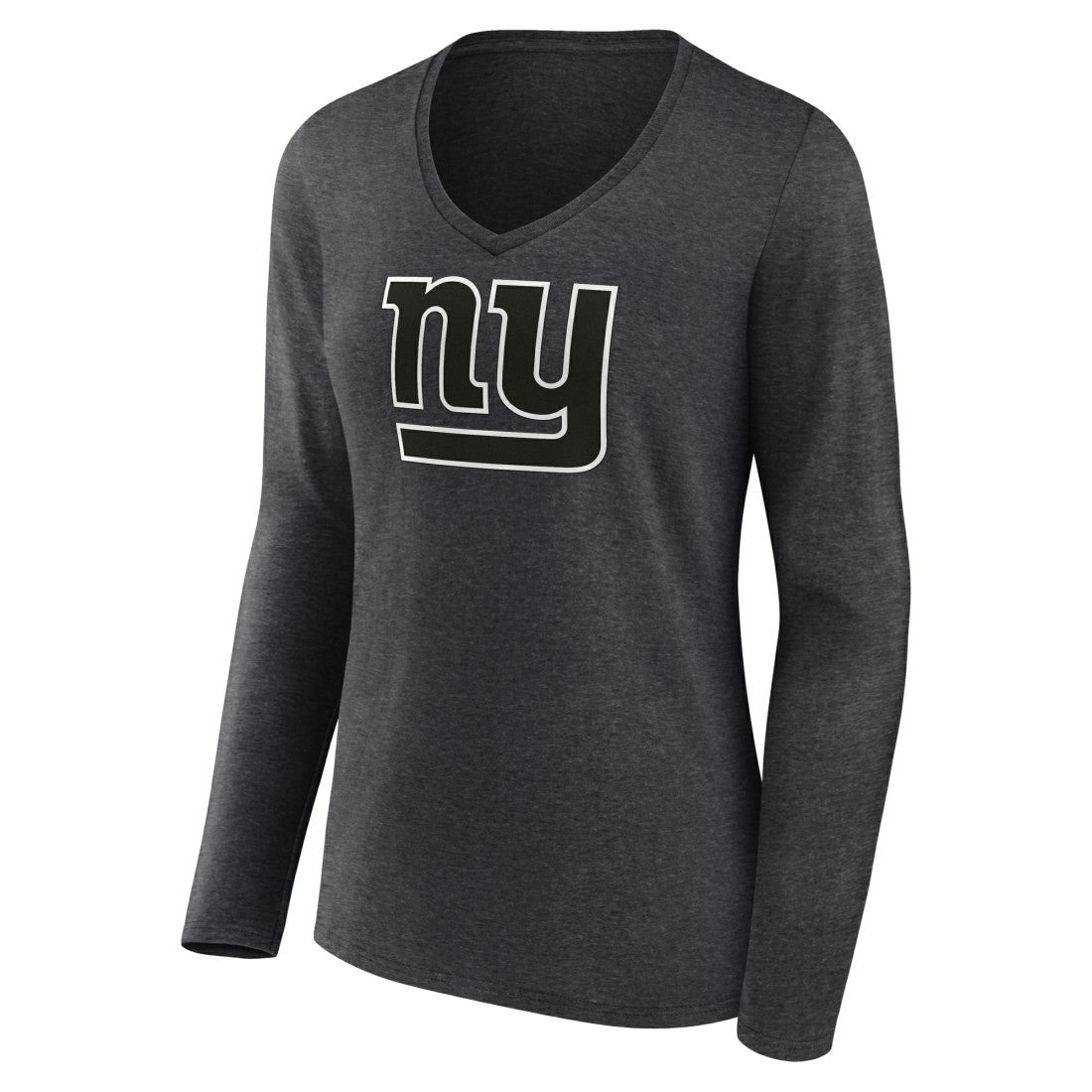 New York Giants Women's Personalized Name & Number Monochrome V-neck T-Shirt Charcoal - NFL