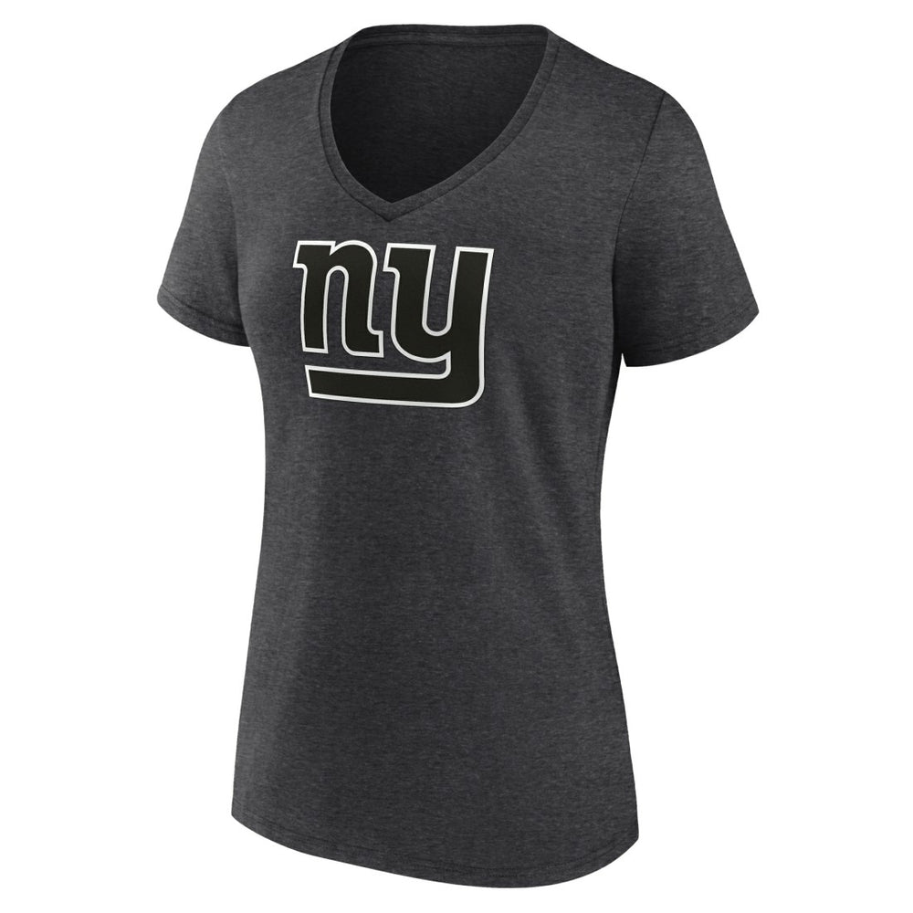 New York Giants Women's Personalized Name & Number Monochrome V-Neck Long Sleeve T-Shirt Charcoal - NFL