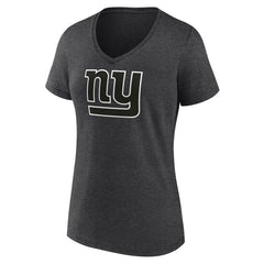 New York Giants Women's Personalized Name & Number Monochrome V-Neck Long Sleeve T-Shirt Charcoal - NFL