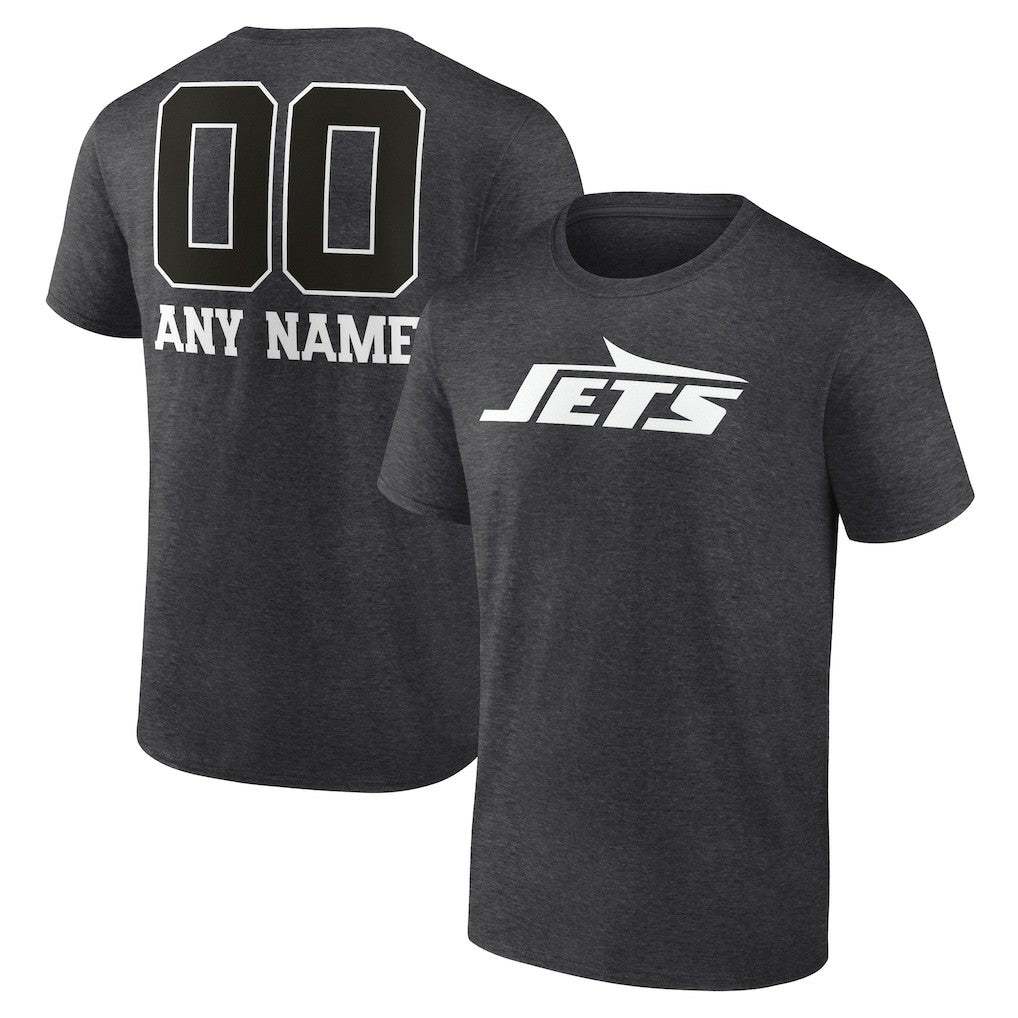 New York Jets Personalized Name & Number Monochrome T-Shirt Charcoal - NFL
