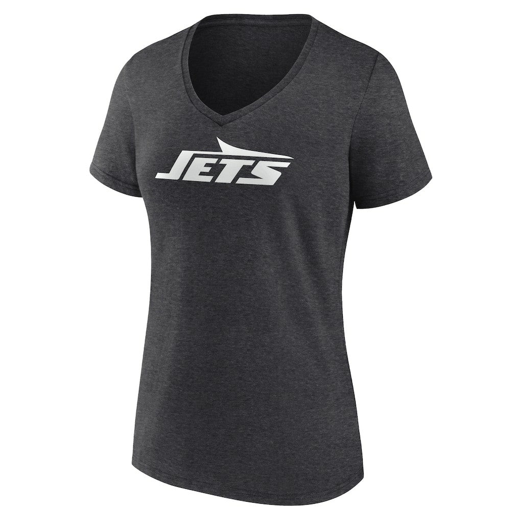 New York Jets Women's Personalized Name & Number Monochrome V-Neck Long Sleeve T-Shirt Charcoal - NFL