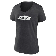 New York Jets Women's Personalized Name & Number Monochrome V-Neck Long Sleeve T-Shirt Charcoal - NFL