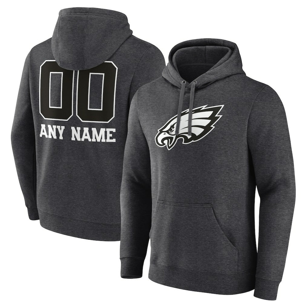Philadelphia Eagles Personalized Name & Number Monochrome Pullover Hoodie Charcoal - NFL