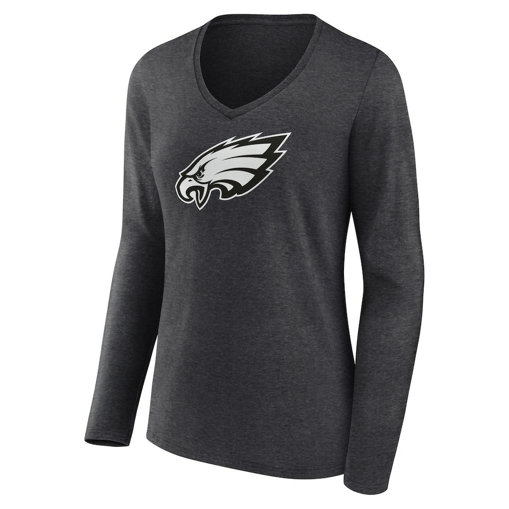 Philadelphia Eagles Women's Personalized Name & Number Monochrome V-neck T-Shirt Charcoal - NFL