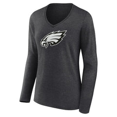 Philadelphia Eagles Women's Personalized Name & Number Monochrome V-neck T-Shirt Charcoal - NFL