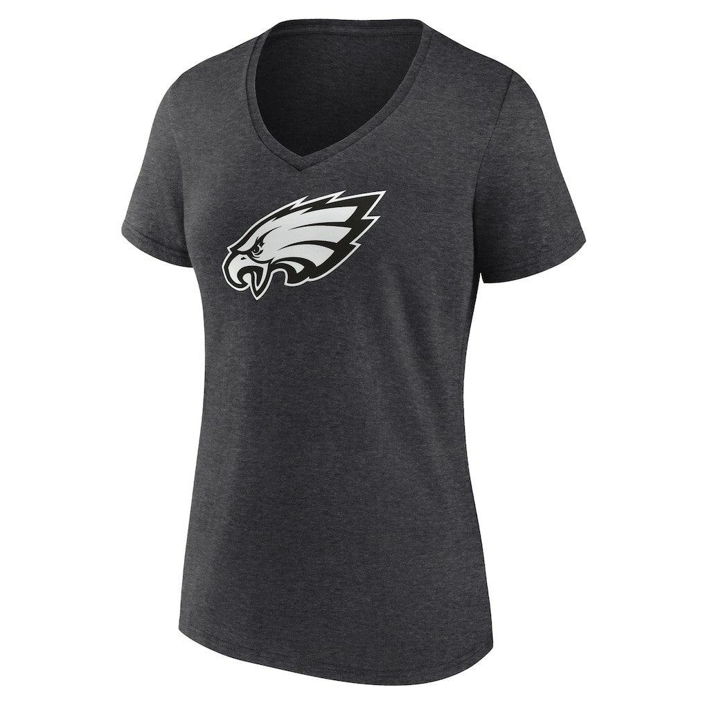 Philadelphia Eagles Women's Personalized Name & Number Monochrome V-Neck Long Sleeve T-Shirt Charcoal - NFL