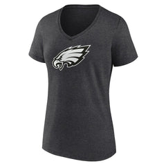 Philadelphia Eagles Women's Personalized Name & Number Monochrome V-Neck Long Sleeve T-Shirt Charcoal - NFL