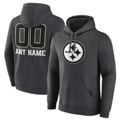Pittsburgh Steelers Personalized Name & Number Monochrome Pullover Hoodie Charcoal - NFL