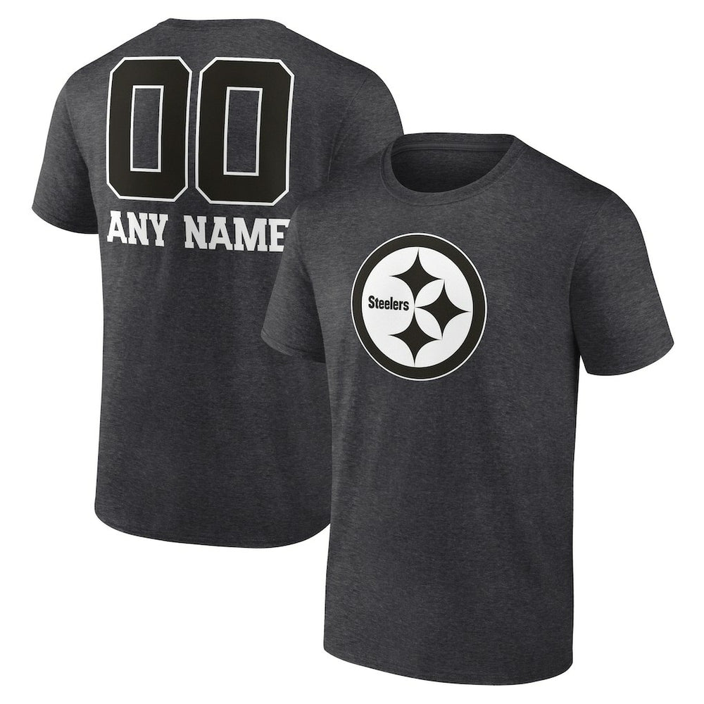 Pittsburgh Steelers Personalized Name & Number Monochrome T-Shirt Charcoal - NFL