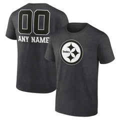 Pittsburgh Steelers Personalized Name & Number Monochrome T-Shirt Charcoal - NFL