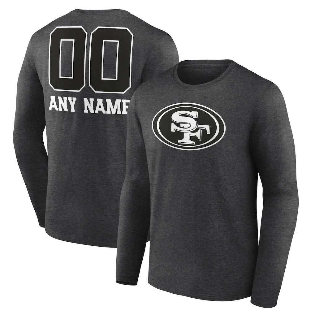 San Francisco 49ers Personalized Name & Number Monochrome Long Sleeve T-Shirt Charcoal - NFL