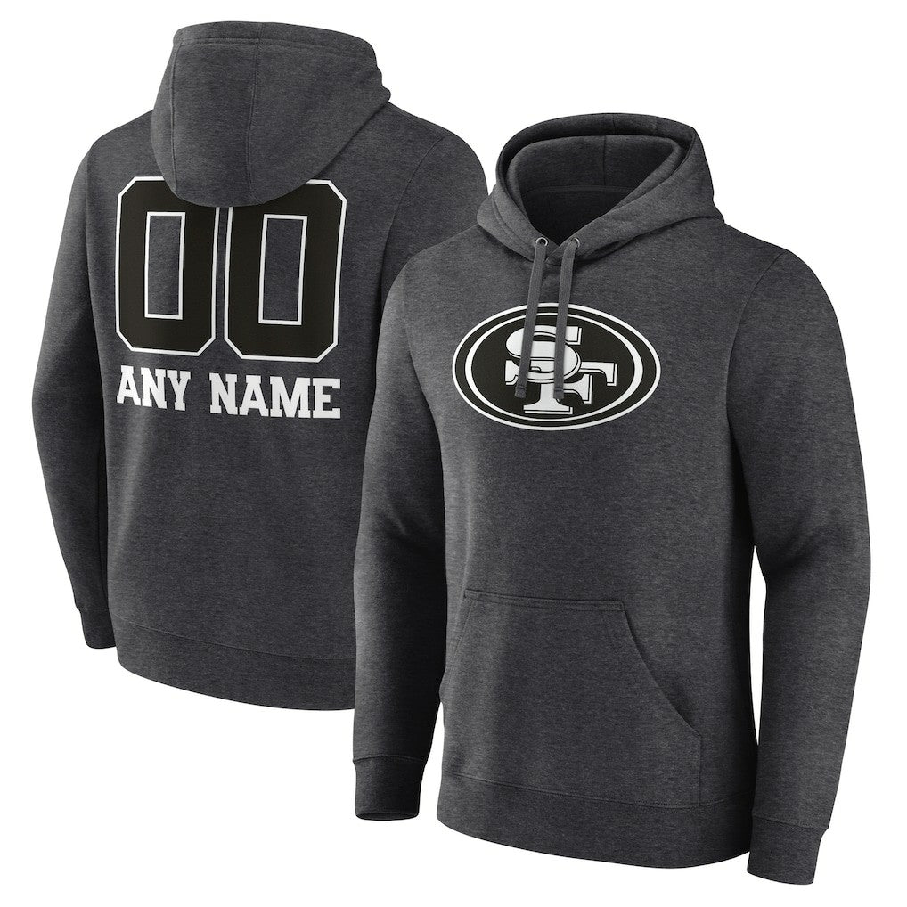 San Francisco 49ers Personalized Name & Number Monochrome Pullover Hoodie Charcoal - NFL