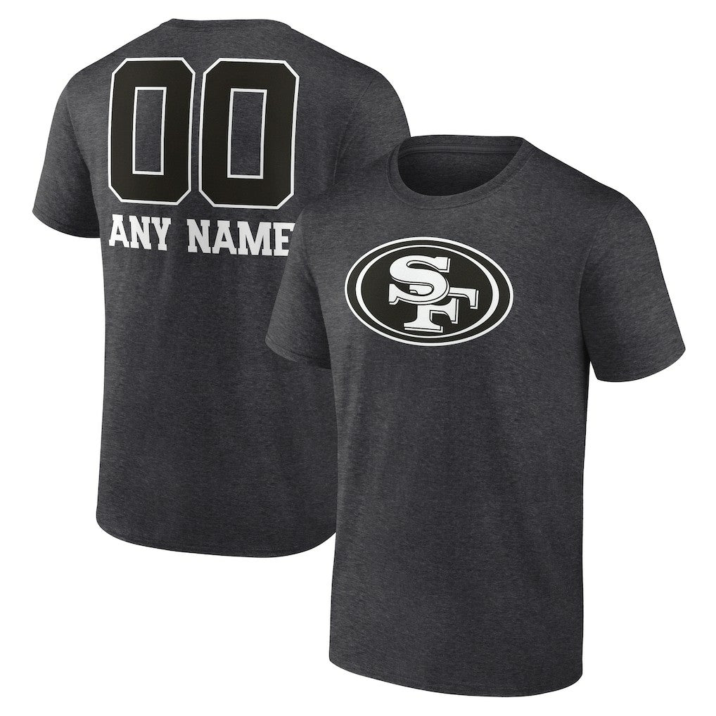 San Francisco 49ers Personalized Name & Number Monochrome T-Shirt Charcoal - NFL