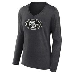 San Francisco 49ers Women's Personalized Name & Number Monochrome V-neck T-Shirt Charcoal - NFL