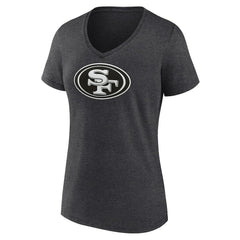 San Francisco 49ers Women's Personalized Name & Number Monochrome V-Neck Long Sleeve T-Shirt Charcoal - NFL