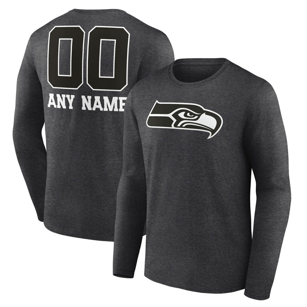 Seattle Seahawks Personalized Name & Number Monochrome Long Sleeve T-Shirt Charcoal - NFL