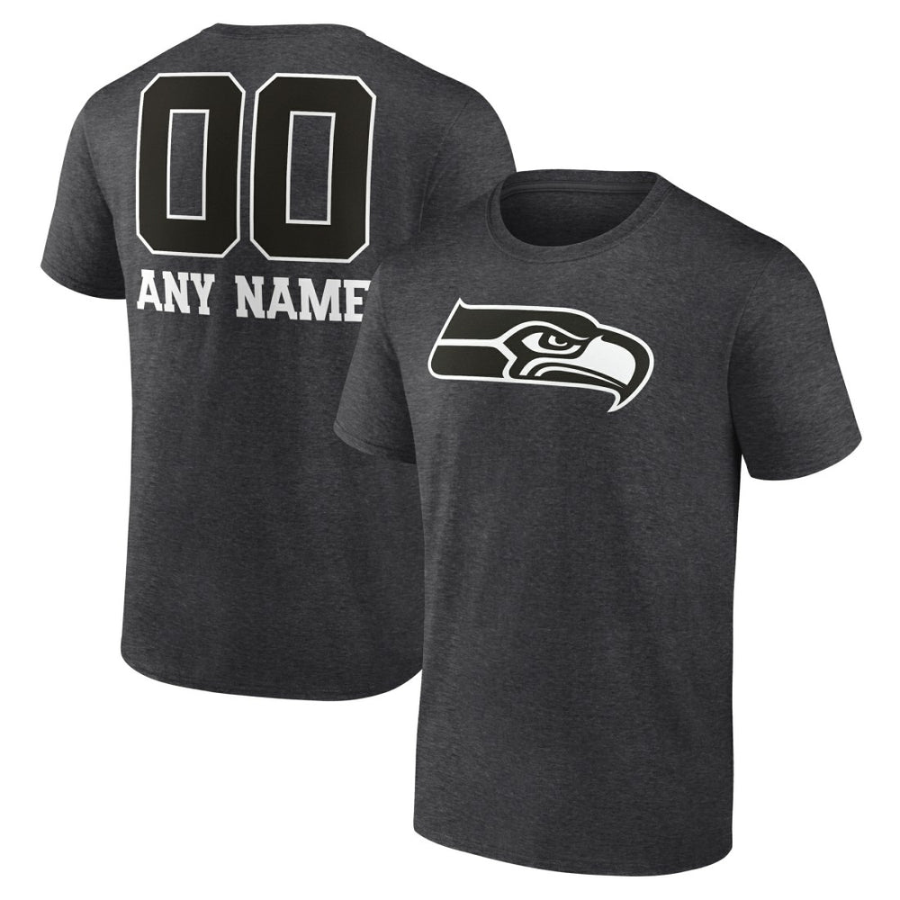 Seattle Seahawks Personalized Name & Number Monochrome T-Shirt Charcoal - NFL