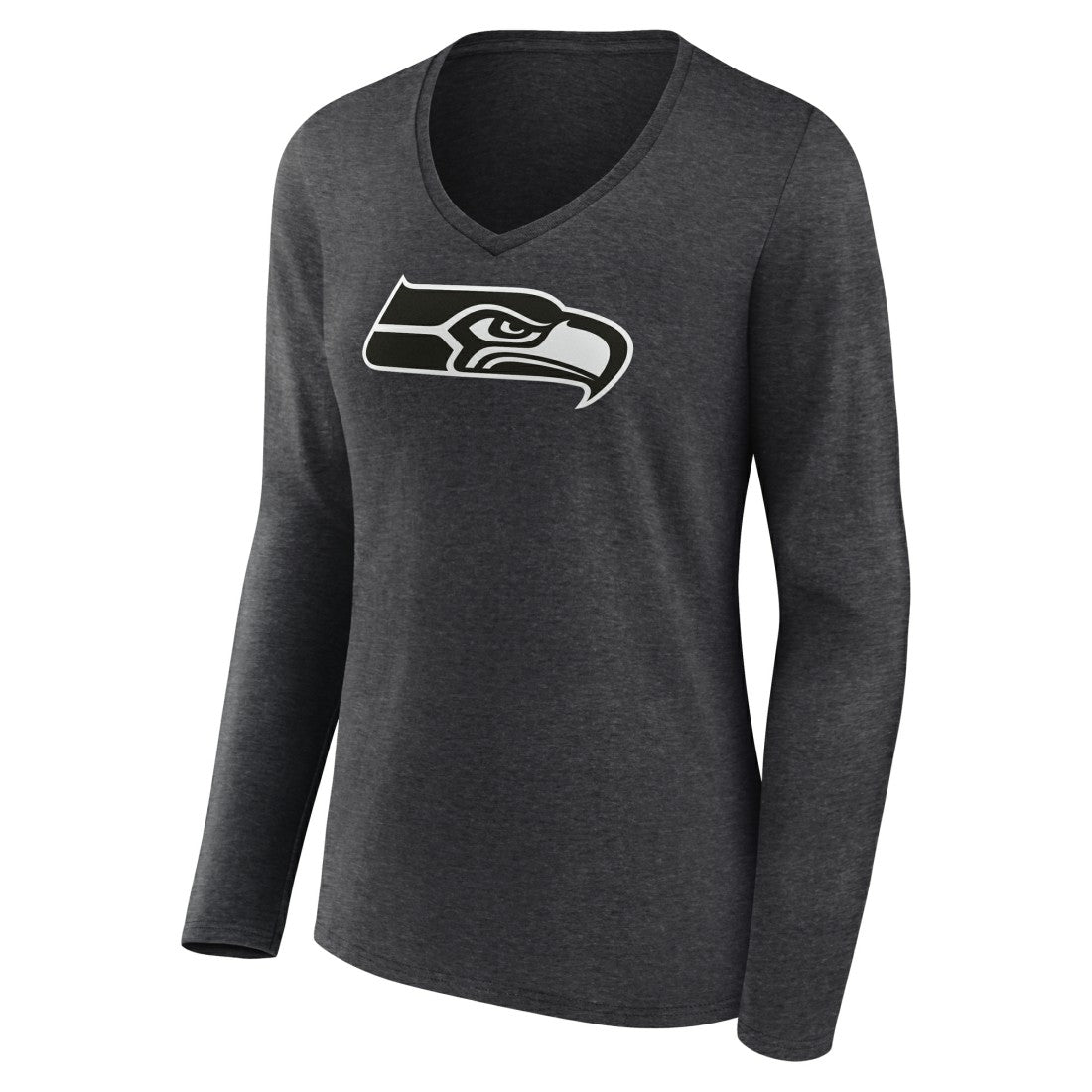 Seattle Seahawks Women's Personalized Name & Number Monochrome V-neck T-Shirt Charcoal - NFL