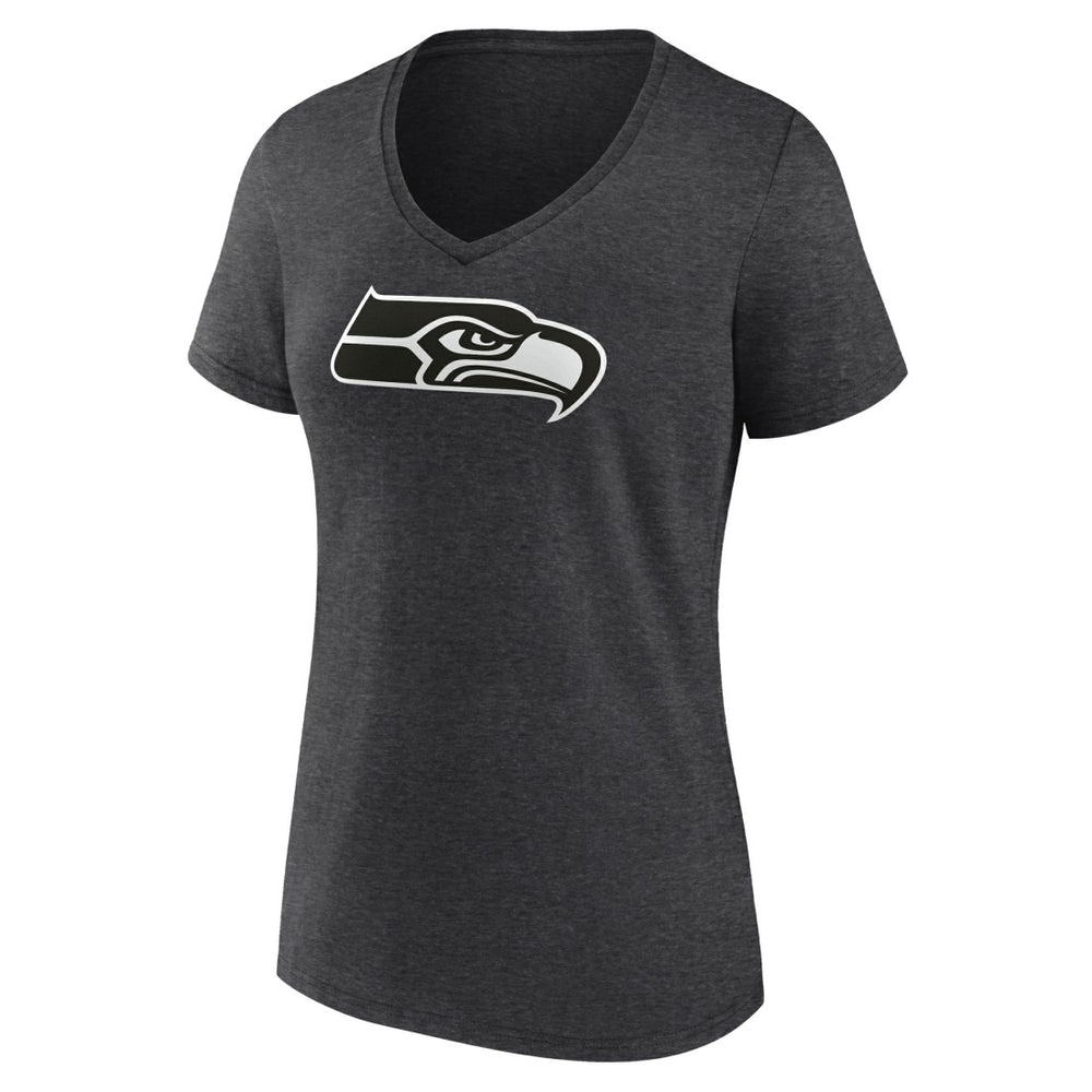 Seattle Seahawks Women's Personalized Name & Number Monochrome V-Neck Long Sleeve T-Shirt Charcoal - NFL