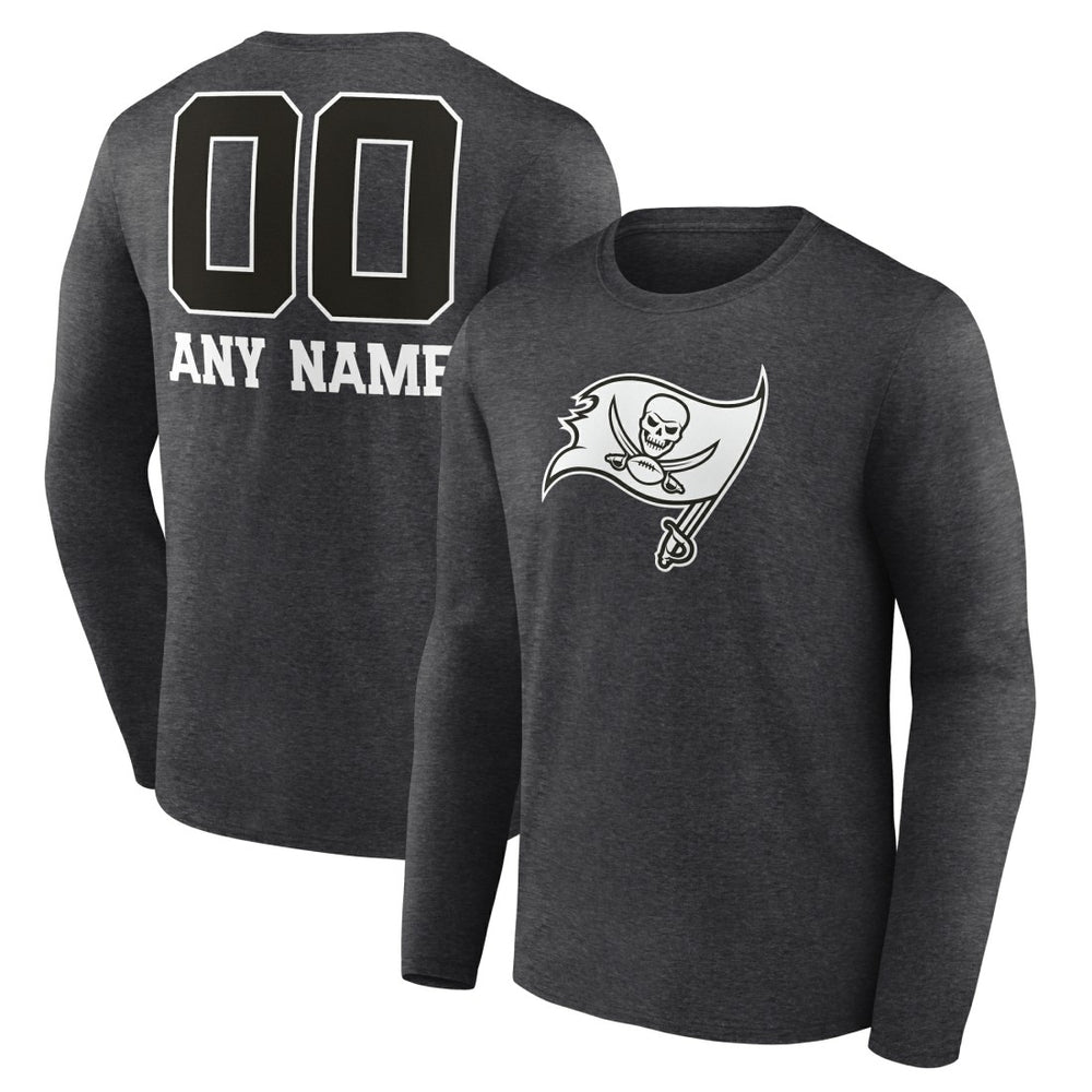 Tampa Bay Buccaneers Personalized Name & Number Monochrome Long Sleeve T-Shirt Charcoal - NFL