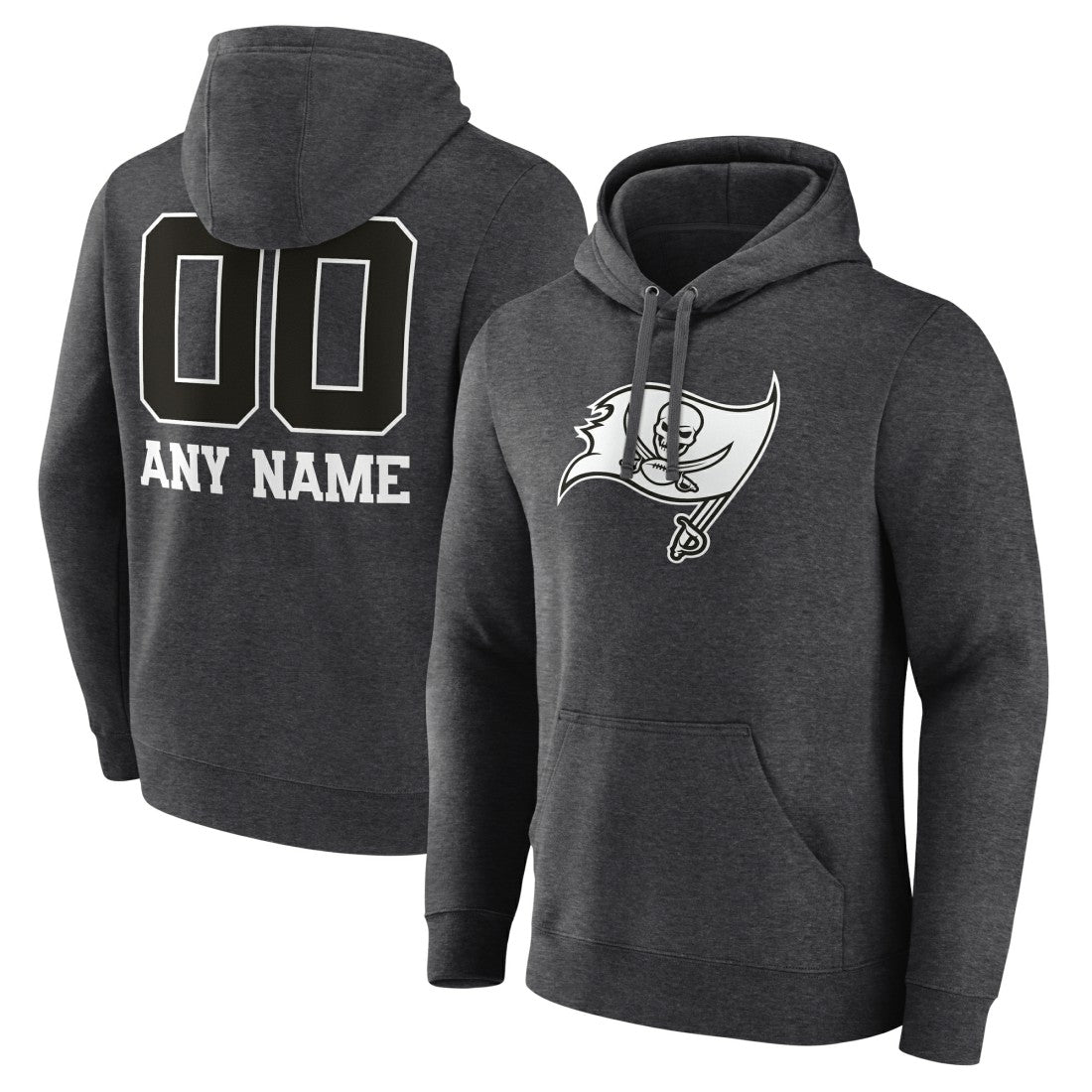 Tampa Bay Buccaneers Personalized Name & Number Monochrome Pullover Hoodie Charcoal - NFL