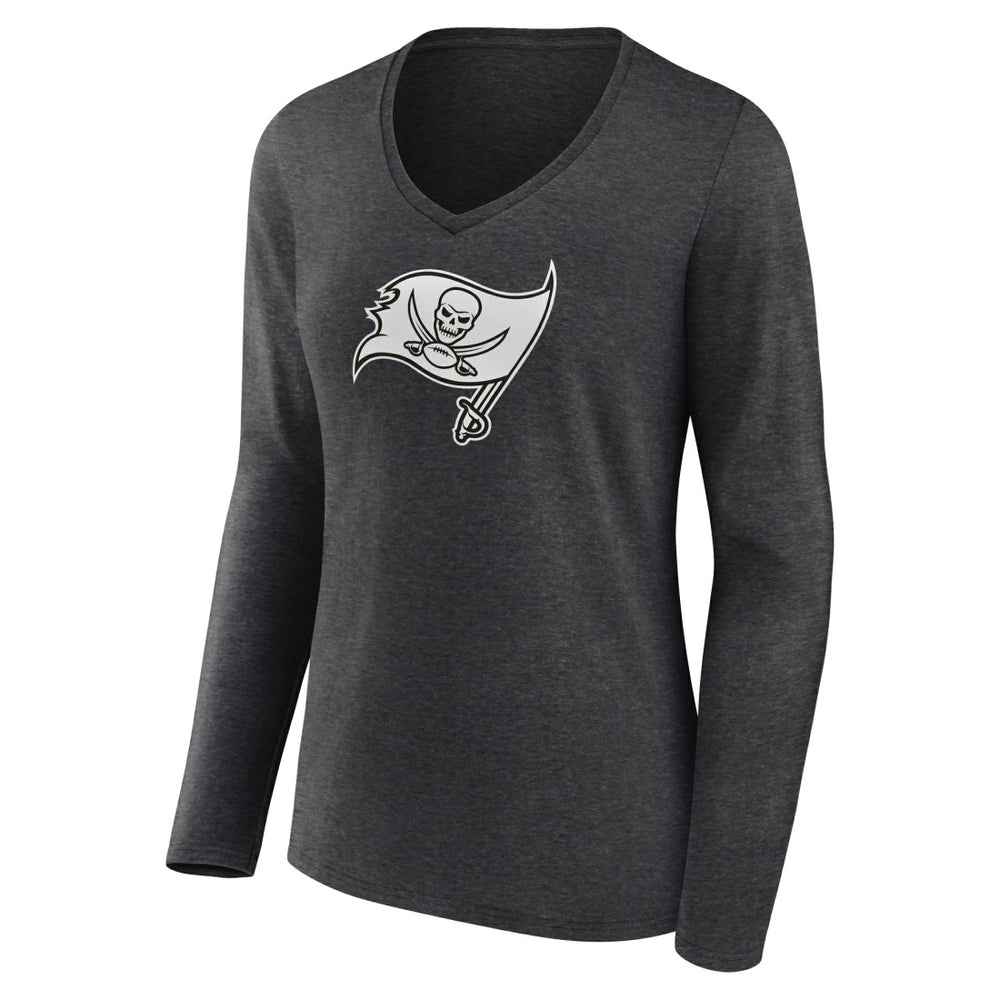 Tampa Bay Buccaneers Women's Personalized Name & Number Monochrome V-neck T-Shirt Charcoal - NFL