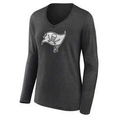 Tampa Bay Buccaneers Women's Personalized Name & Number Monochrome V-neck T-Shirt Charcoal - NFL