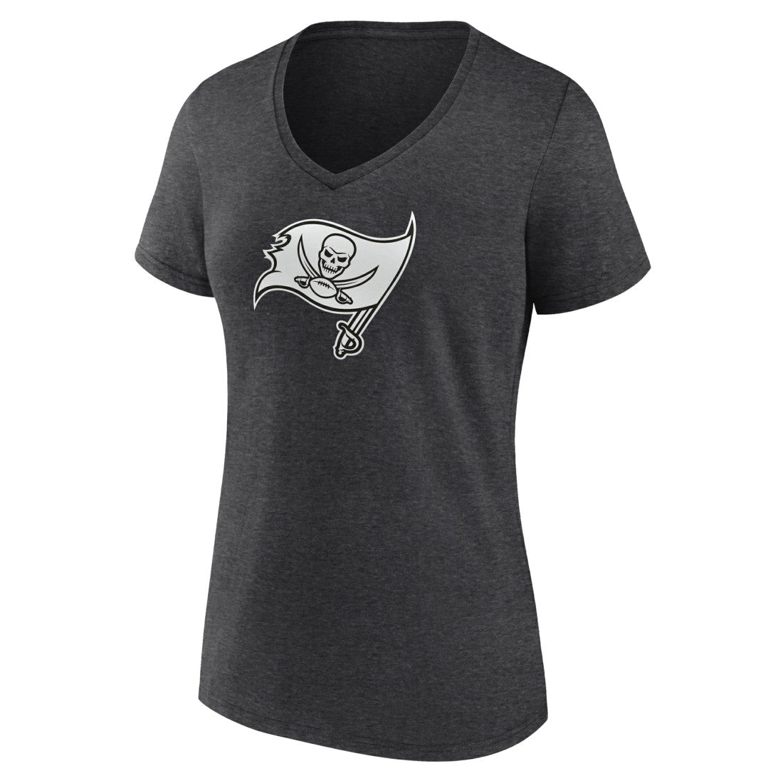 Tampa Bay Buccaneers Women's Personalized Name & Number Monochrome V-Neck Long Sleeve T-Shirt Charcoal - NFL