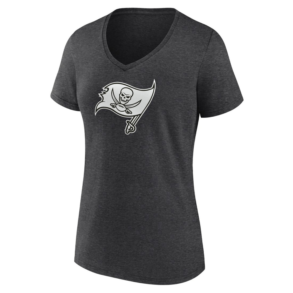 Tampa Bay Buccaneers Women's Personalized Name & Number Monochrome V-Neck Long Sleeve T-Shirt Charcoal - NFL