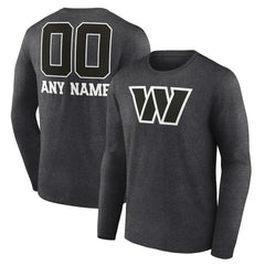 Washington Commanders Personalized Name & Number Monochrome Long Sleeve T-Shirt Charcoal - NFL