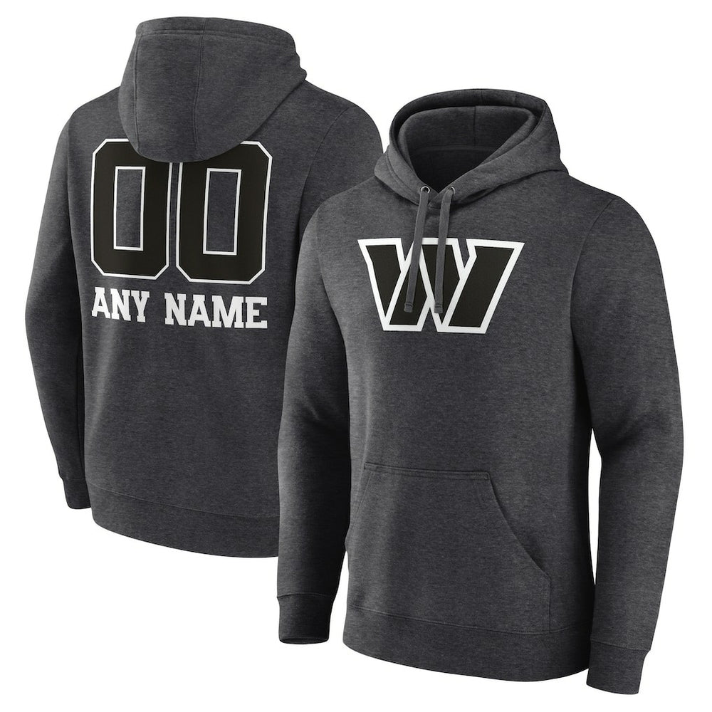 Washington Commanders Personalized Name & Number Monochrome Pullover Hoodie Charcoal - NFL