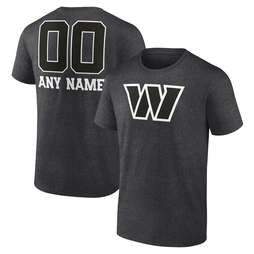 Washington Commanders Personalized Name & Number Monochrome T-Shirt Charcoal - NFL