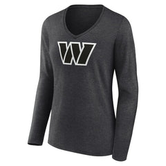 Washington Commanders Women's Personalized Name & Number Monochrome V-neck T-Shirt Charcoal - NFL