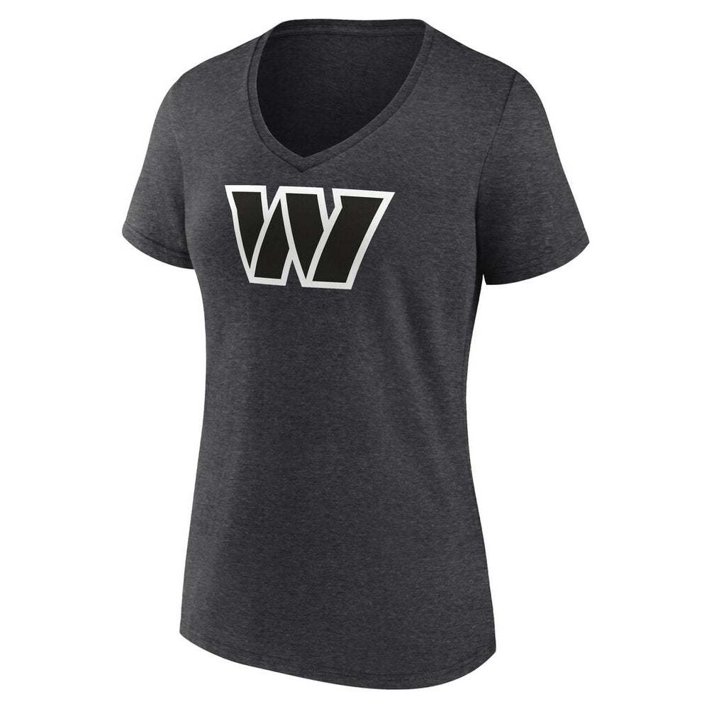Washington Commanders Women's Personalized Name & Number Monochrome V-Neck Long Sleeve T-Shirt Charcoal - NFL
