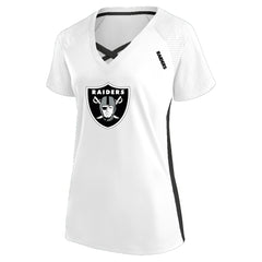 Las Vegas Raiders Women's Plus Size Glitter Lace-Up V- Neck T-Shirt White - Fanatics