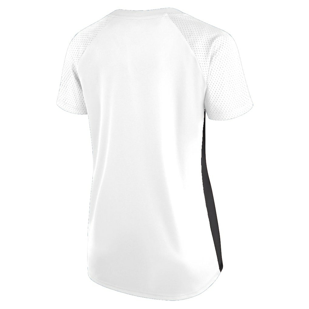 Las Vegas Raiders Women's Plus Size Glitter Lace-Up V- Neck T-Shirt White - Fanatics