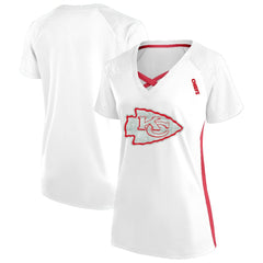 Kansas City Chiefs Women's Plus Size Glitter Lace-Up V- Neck T-Shirt White - Fanatics