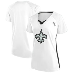 New Orleans Saints Women's Plus Size Glitter Lace-Up V- Neck T-Shirt White - Fanatics
