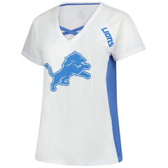 Detroit Lions Women's Plus Size Glitter Lace-Up V- Neck T-Shirt White - Fanatics