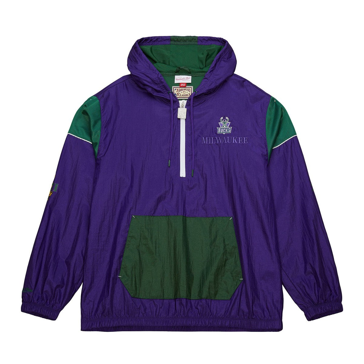 Mitchell & Ness - Milwaukee Bucks Unisex Hardwood Classics Team OG 3.0 Anorak Half-Zip Windbreaker Jacket - Purple