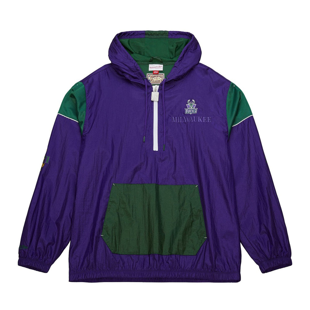 Mitchell & Ness - Milwaukee Bucks Unisex Hardwood Classics Team OG 3.0 Anorak Half-Zip Windbreaker Jacket - Purple