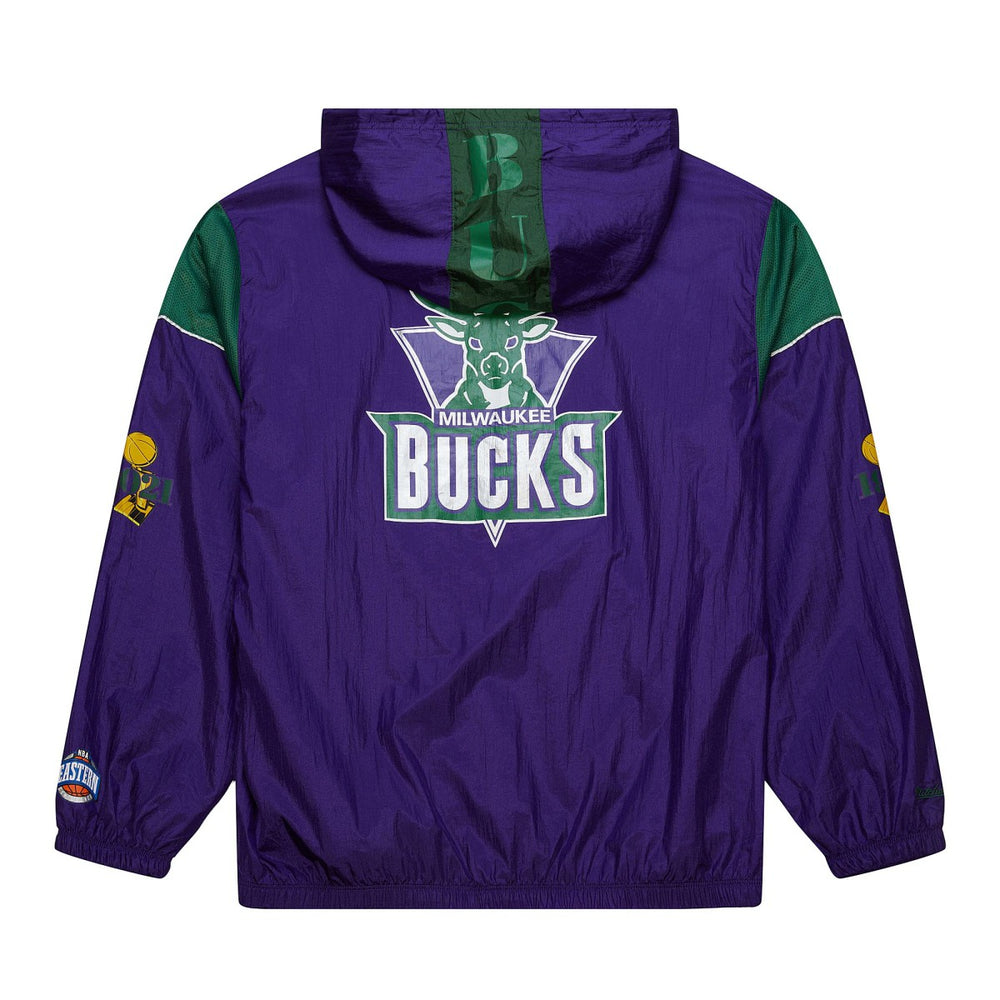 Mitchell & Ness - Milwaukee Bucks Unisex Hardwood Classics Team OG 3.0 Anorak Half-Zip Windbreaker Jacket - Purple