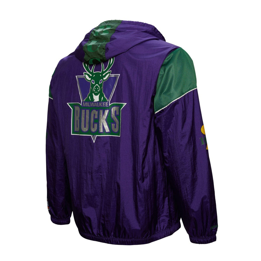 Mitchell & Ness - Milwaukee Bucks Unisex Hardwood Classics Team OG 3.0 Anorak Half-Zip Windbreaker Jacket - Purple