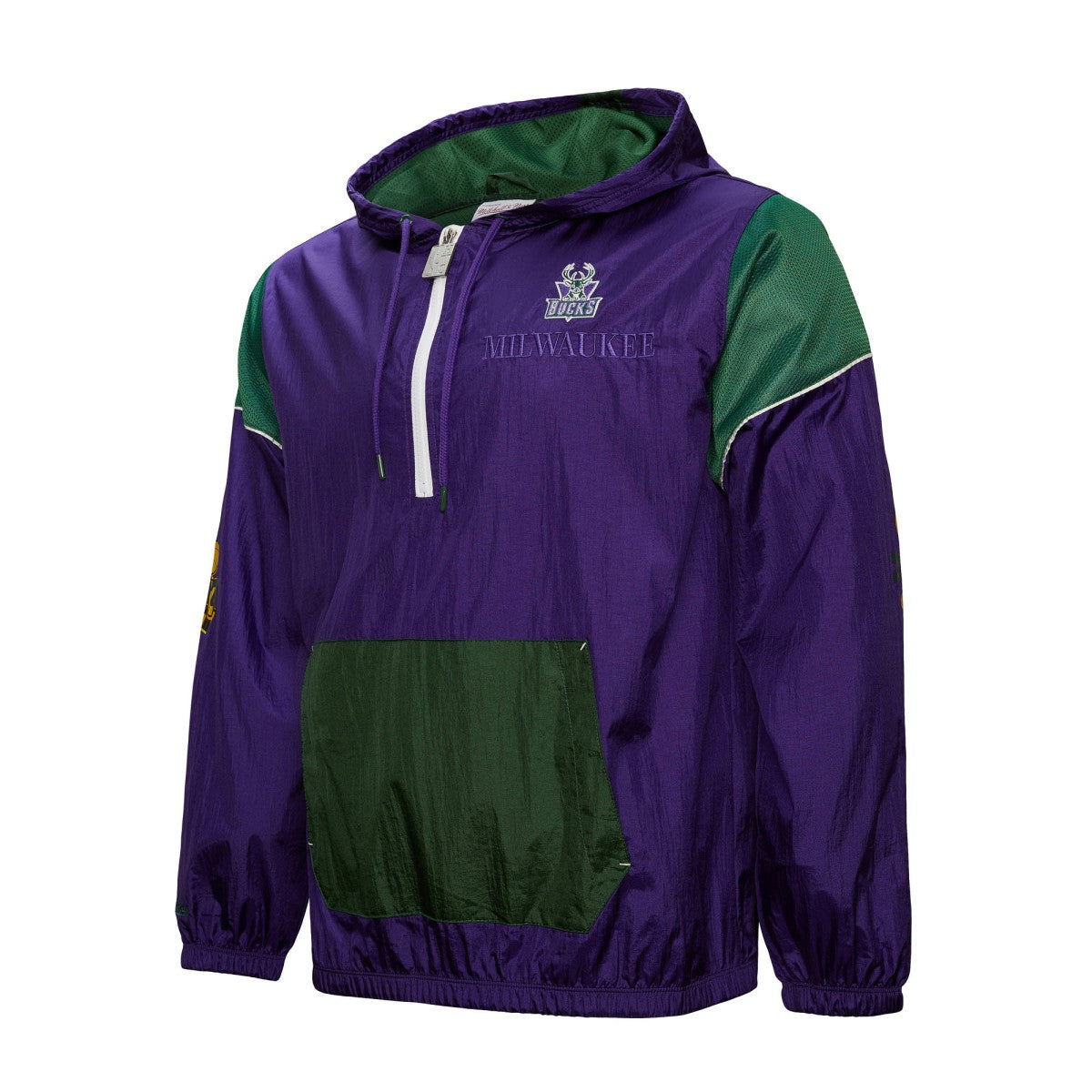 Mitchell & Ness - Milwaukee Bucks Unisex Hardwood Classics Team OG 3.0 Anorak Half-Zip Windbreaker Jacket - Purple
