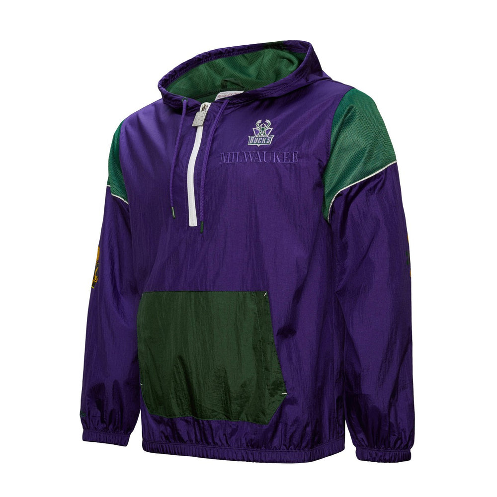 Mitchell & Ness - Milwaukee Bucks Unisex Hardwood Classics Team OG 3.0 Anorak Half-Zip Windbreaker Jacket - Purple