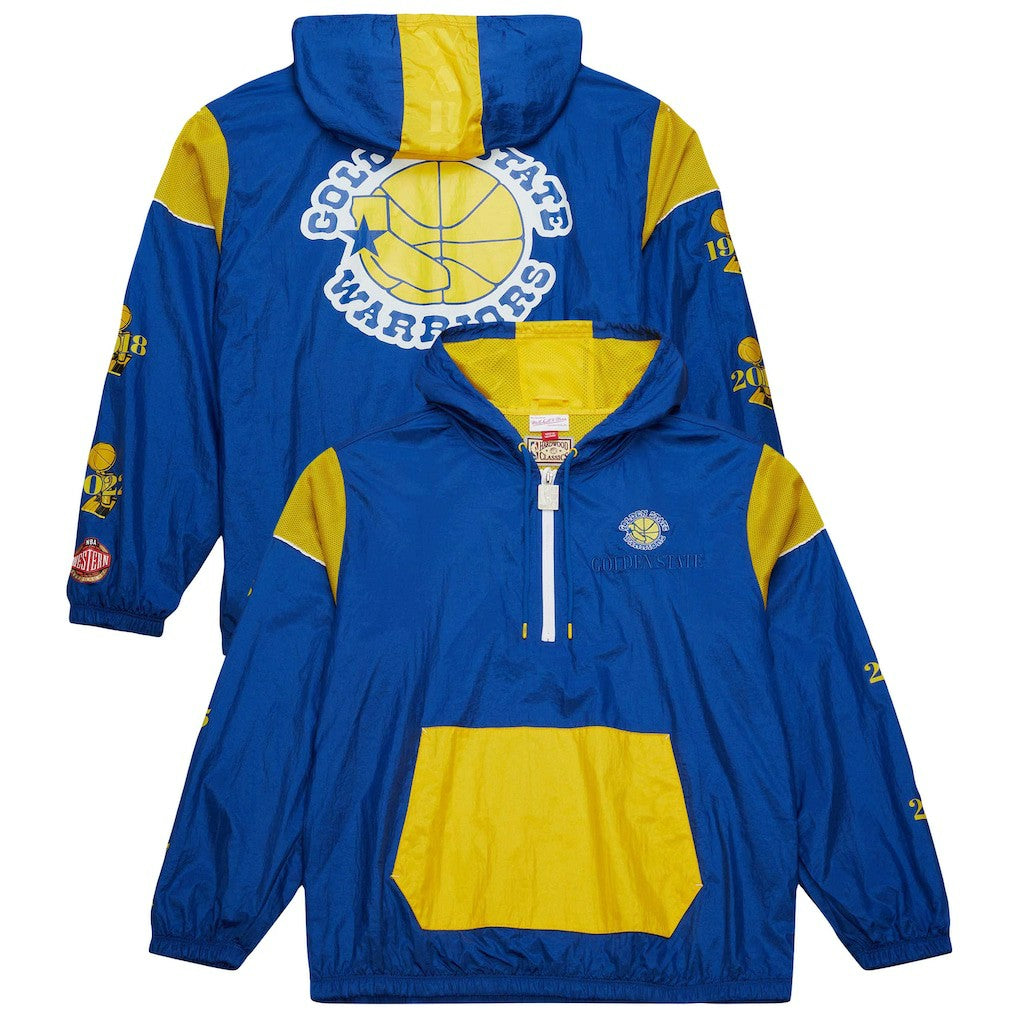 Mitchell & Ness - Golden State Warriors Unisex Hardwood Classics Team OG 3.0 Anorak Half-Zip Windbreaker Jacket - Royal