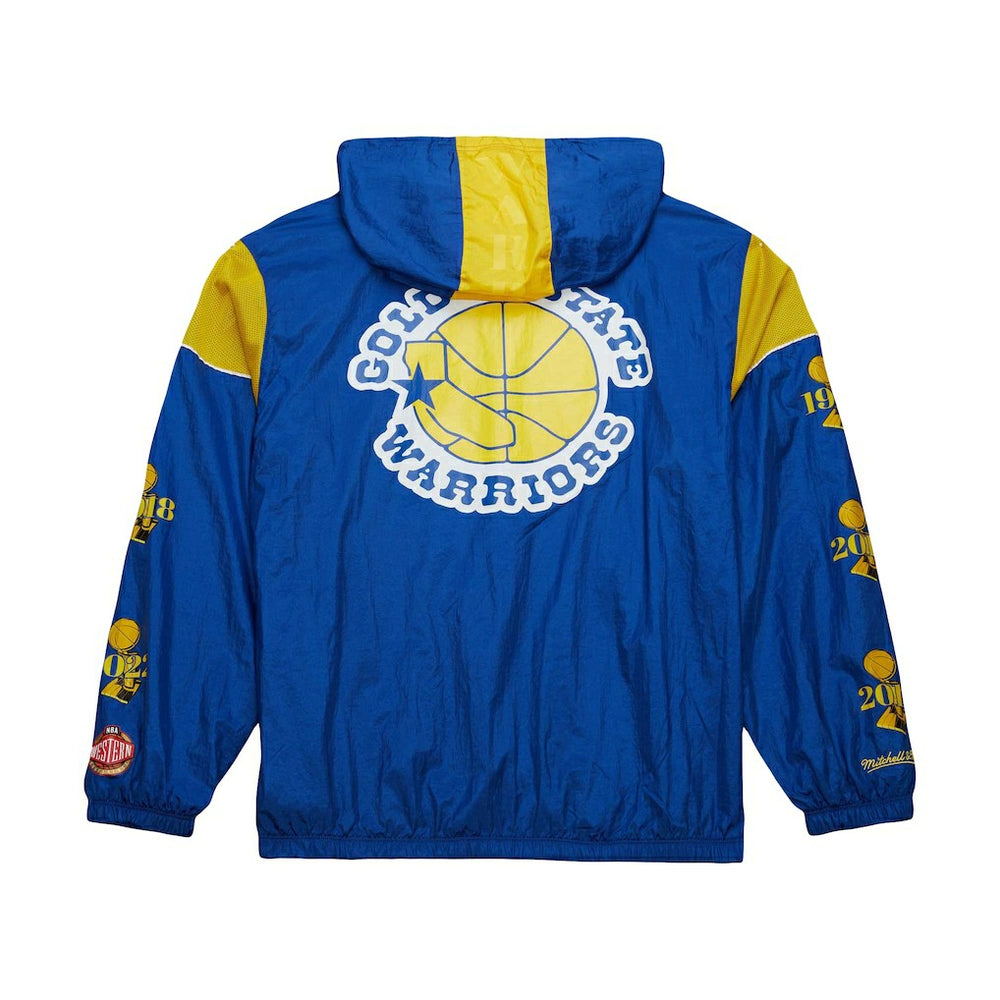 Mitchell & Ness - Golden State Warriors Unisex Hardwood Classics Team OG 3.0 Anorak Half-Zip Windbreaker Jacket - Royal