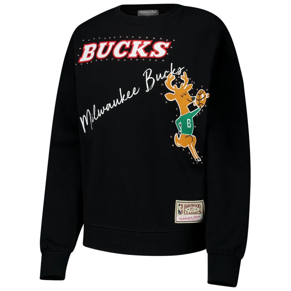 Mitchell & Ness - Milwaukee Bucks Women's Hardwood Classics Home Team Pullover Sweatshirt - Black